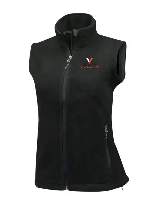 Womens Black Fleece Vest w/Vulcan Logo