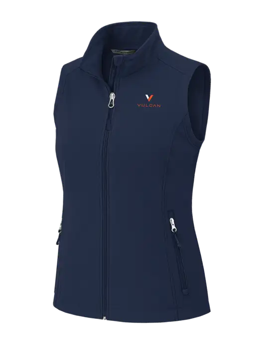 Navy Womens Core Soft Shell Vest w/Vulcan Logo