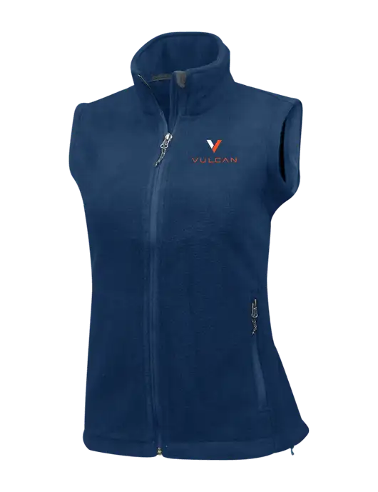 Navy Womens Fleece Vest w/Vulcan Logo