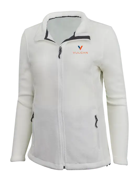 Womens White Fleece Jacket w/Vulcan Logo