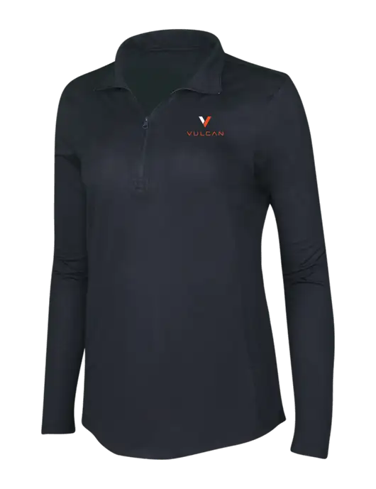 Black Triad Solid Womens Posicharge Tri-Blend Wicking 1/4 Zip Pullover w/Vulcan Logo