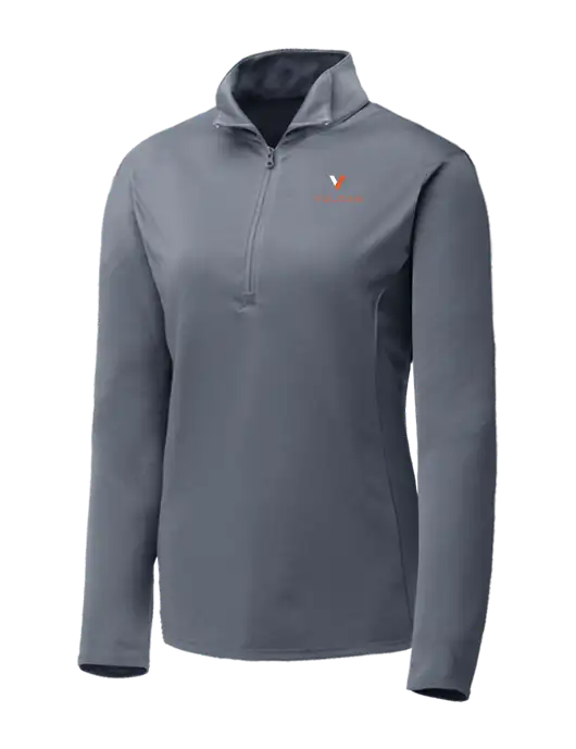 Medium Grey Womens Posicharge Competitor ¼ Zip Pullover w/Vulcan Logo