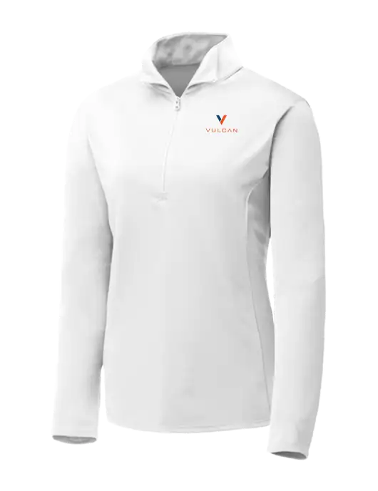 White Womens Posicharge Competitor ¼ Zip Pullover w/Vulcan Logo
