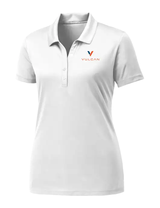 Womens White PosiCharge Competitor Polo w/Vulcan Logo