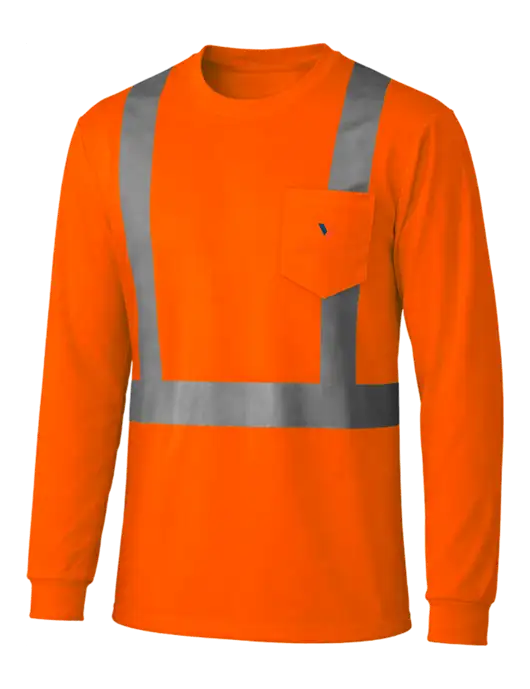 CornerStone Safety Orange ANSI 107 Class 2 Mesh Long Sleeve Tee w/Vulcan Logo