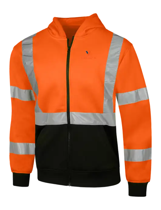 CornerStone Safety Orange ANSI  107 Class 3 Heavy-Duty Fleece Full-Zip Hoodie w/Vulcan Logo