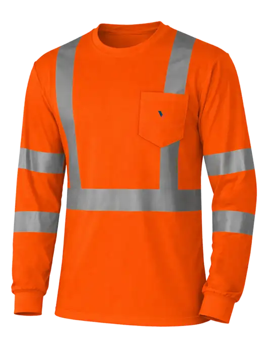 CornerStone Safety Orange ANSI 107 Class 3 Mesh Long Sleeve Tee w/Vulcan Logo