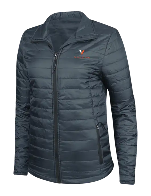 Navy Womens Puffy Packable Jacket w/Vulcan Logo