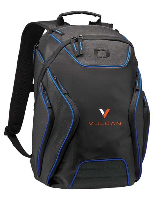 OGIO Royal Blue/Heather Grey Hatch Laptop Backpack
 w/Vulcan Logo