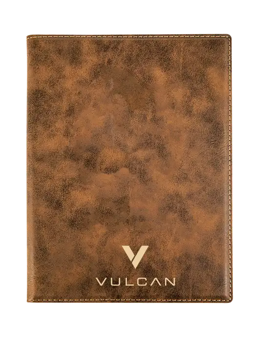 Rustic Leatherette 7 x 9 Portfolio with Notepad w/Vulcan Logo