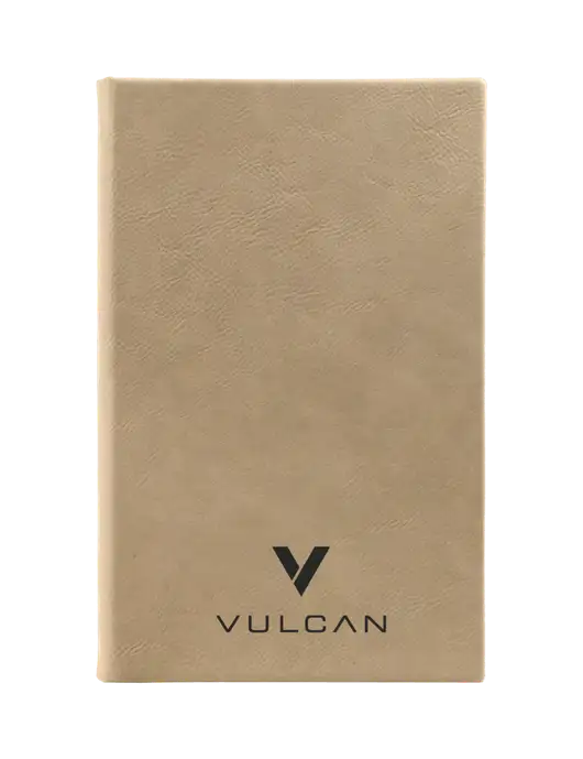 Tan Leatherette 5.25 x 8.25 Journal w/Vulcan Logo