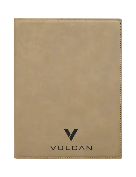 Tan Leatherette 7 x 9 Portfolio with Notepad w/Vulcan Logo