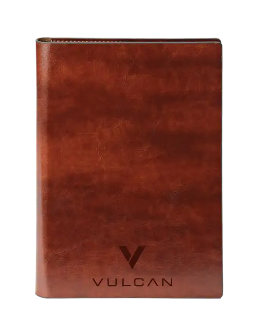 Fabrizio Brown 7 x 9.625 Padfolio & Notepad w/Vulcan Logo