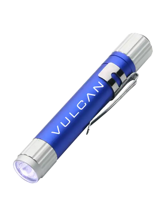 Blue Aluminum LED Penlight w/Vulcan Logo